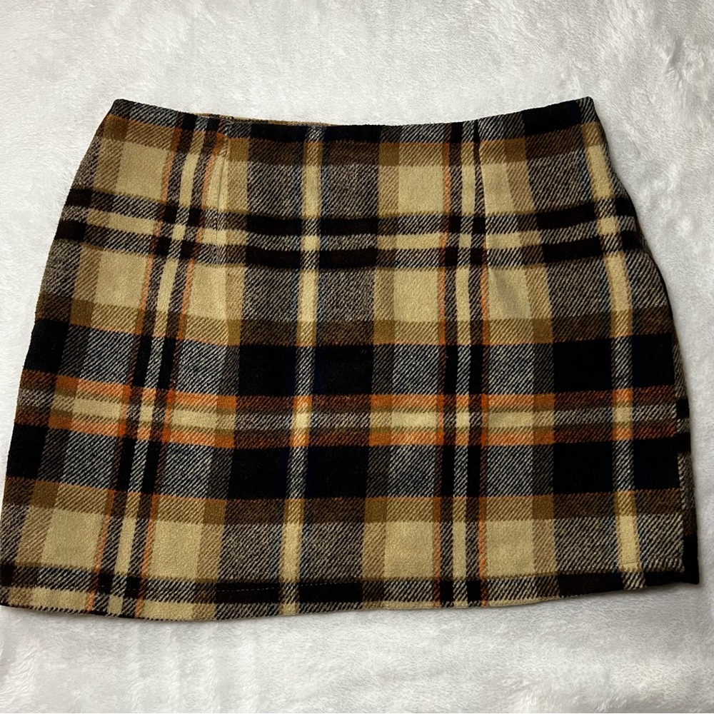 III Plaid Wool Mini Skirt Size L